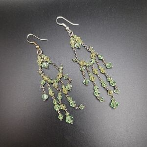 Sweet Green Crystal Chandelier Earrings